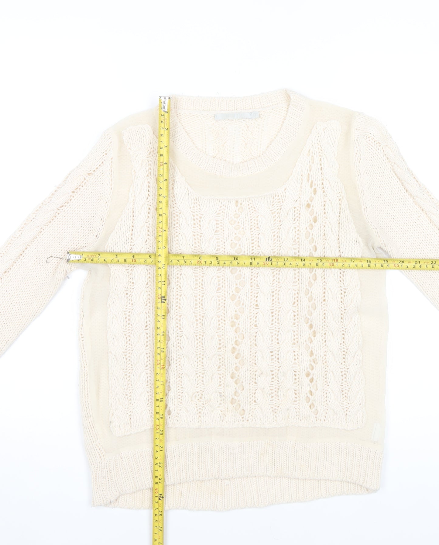 MHL Women’s Ivory Cable-Knit Jumper Size S Acrylic Blend
