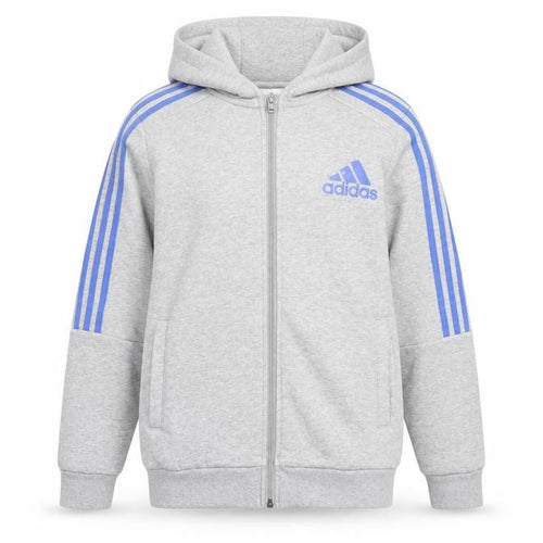 Adidas Boys Grey Full Zip Hoodie 13-14 Years Lined Cotton Blend