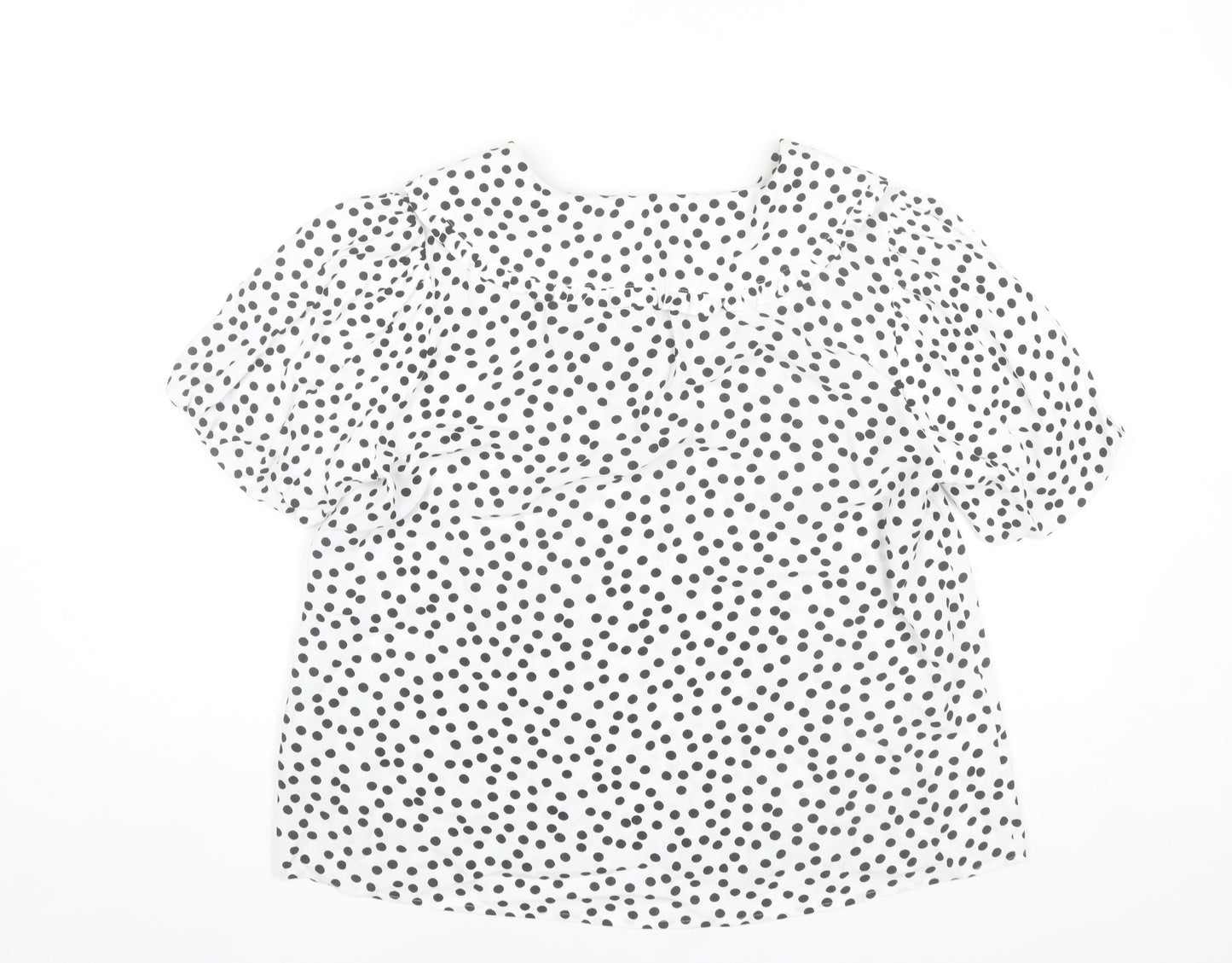 Marks and Spencer Womens Ivory Polka Dot V-Neck Ruffle Blouse Size 8