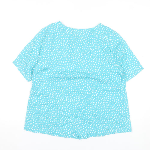 Jessica Graaf Women’s Blue Polka Dot Short Sleeve V-Neck Blouse Size S