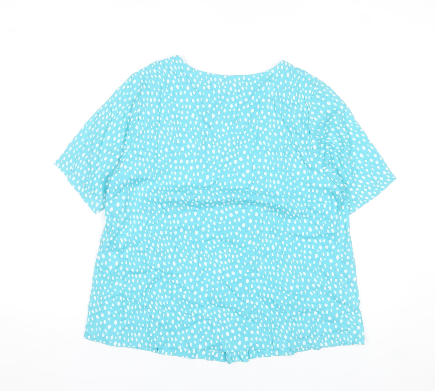 Jessica Graaf Women’s Blue Polka Dot Short Sleeve V-Neck Blouse Size S