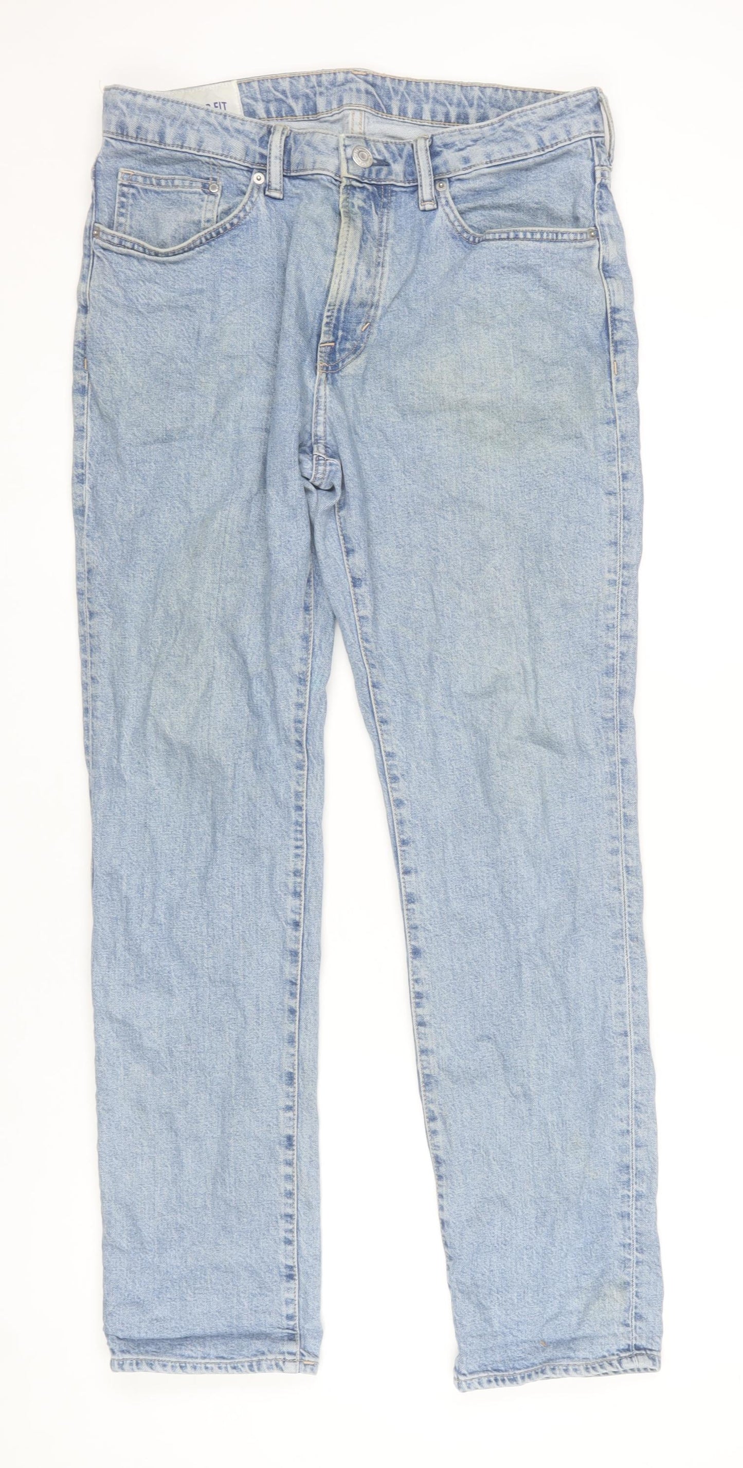 H&M Men's Blue Light Wash Straight Regular Fit Denim Jeans 33x32
