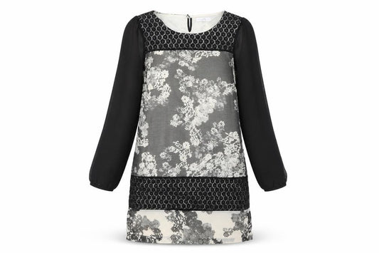 Front view of RJR.John Rocha Women Black Floral Lace Shift Dress, size 12