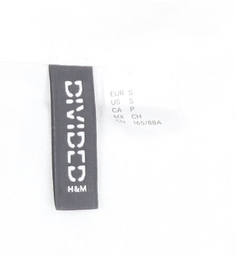 H&M Divided Womens White Linen Blend Short Sleeve Button Up Shirt Size S