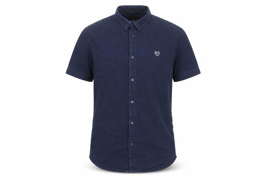 Front view of Diesel Men's Blue Regular Fit Short Sleeve Button-Up Shirt, size M