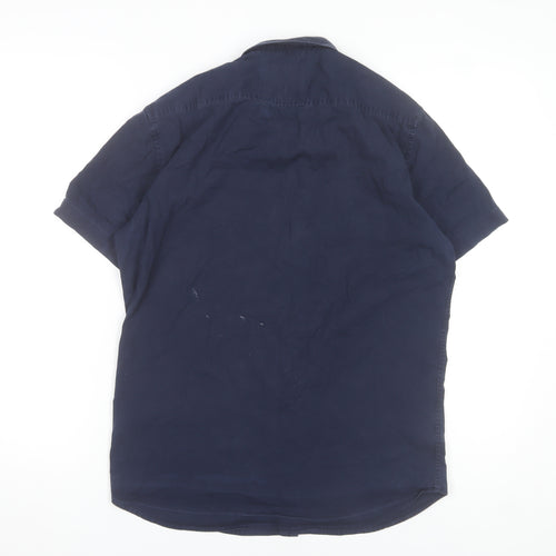 Diesel Men's Blue Regular Fit Short Sleeve Button-Up Shirt Size M