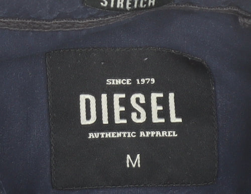 Diesel Men's Blue Regular Fit Short Sleeve Button-Up Shirt Size M