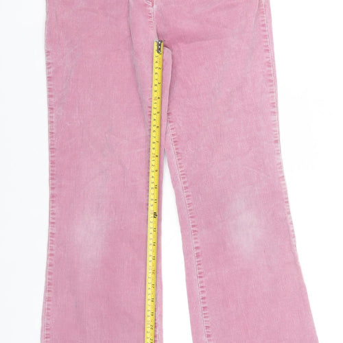 Next Womens Pink Corduroy Flared Trousers UK 8 Regular