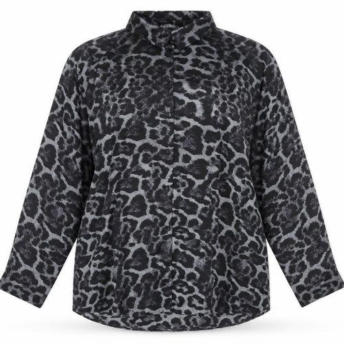 Gallery Women's Black Animal Print Long Sleeve Blouse Size 20