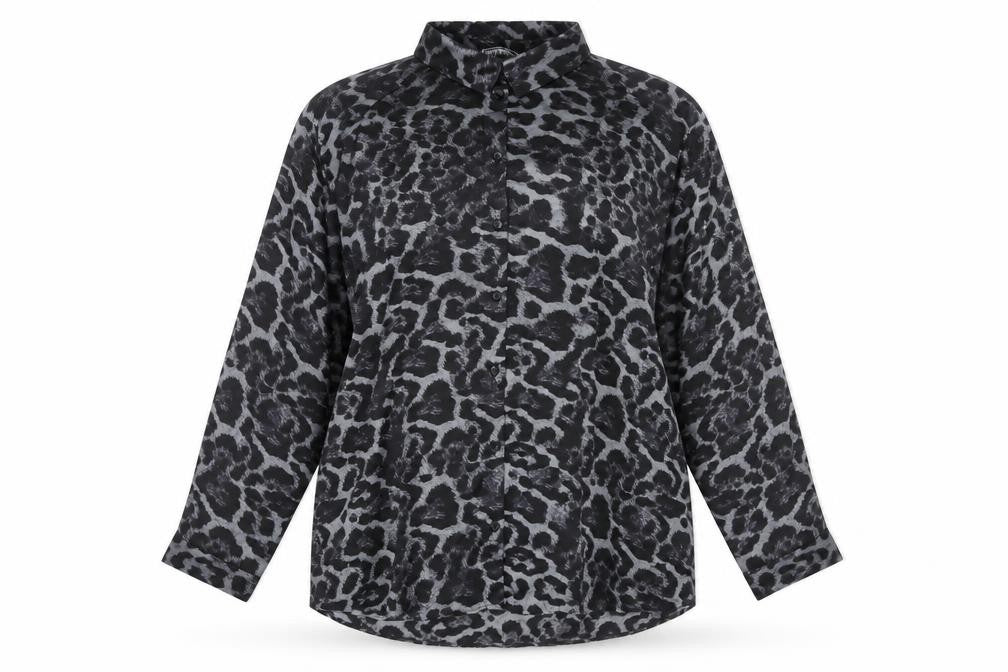 Gallery Women's Black Animal Print Long Sleeve Blouse Size 20