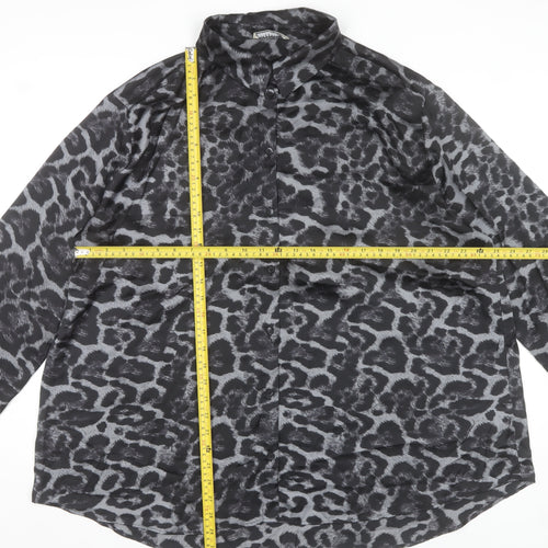 Gallery Women's Black Animal Print Long Sleeve Blouse Size 20
