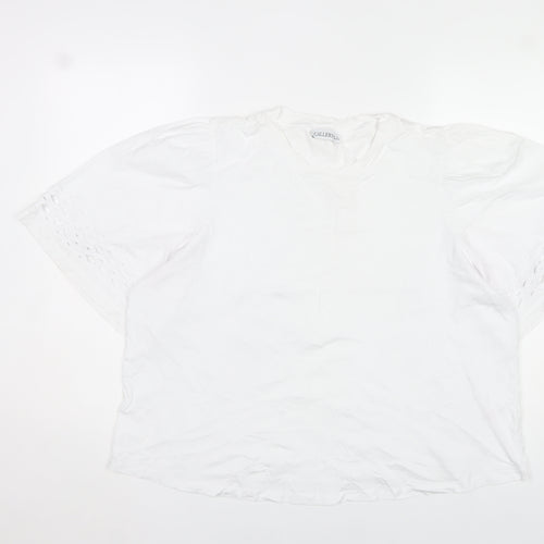 Gallery Womens White Cotton Short Sleeve Blouse XL