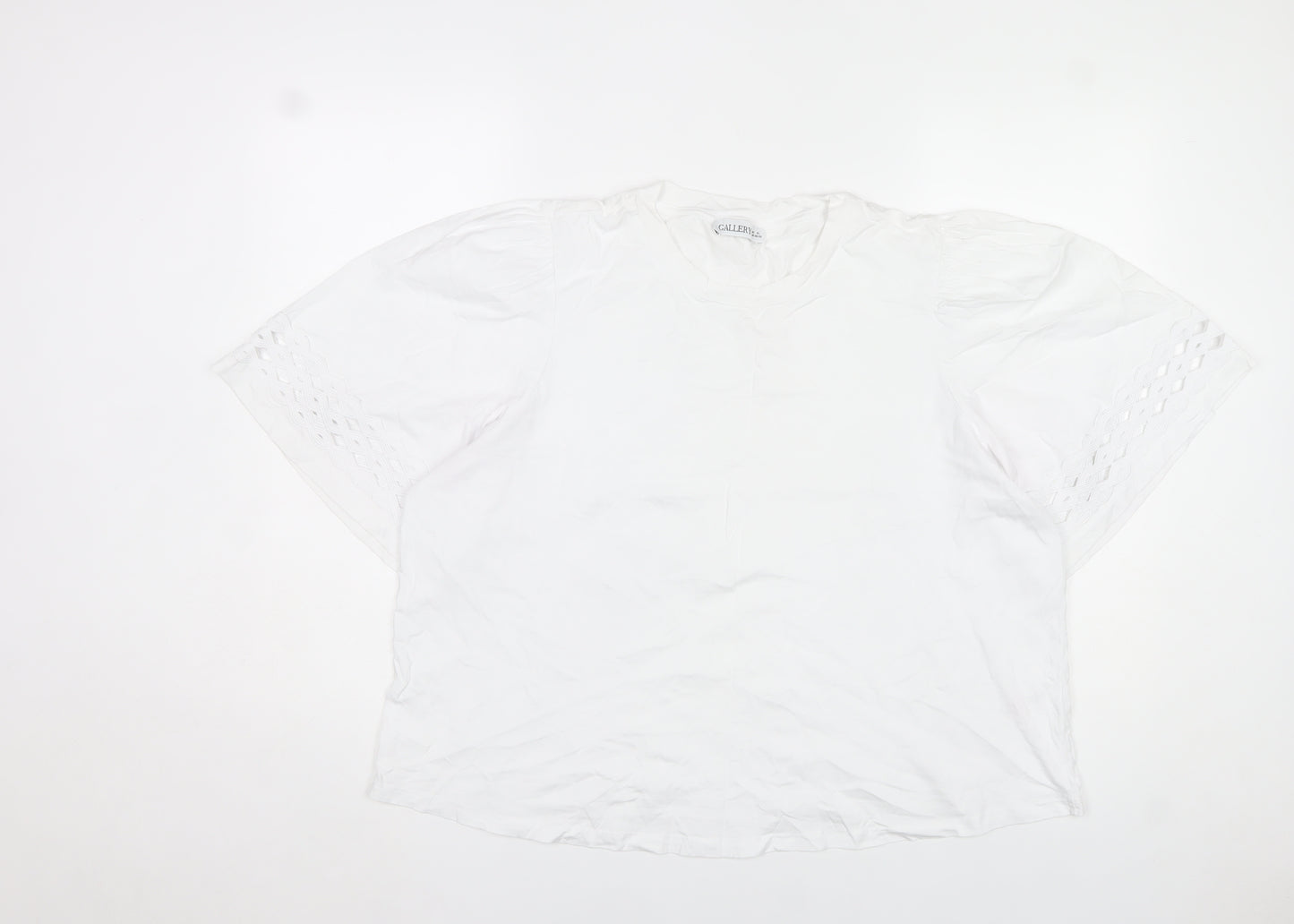 Gallery Womens White Cotton Short Sleeve Blouse XL