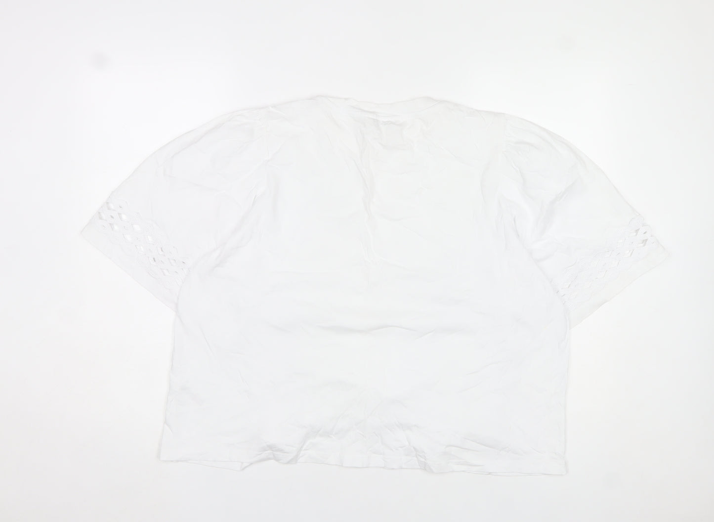 Gallery Womens White Cotton Short Sleeve Blouse XL