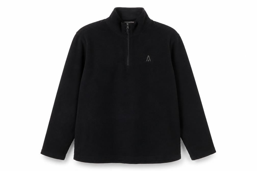 Front view of Glacier Point Men's Black Fleece 1/4 Zip Pullover Sweatshirt L