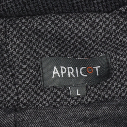 Apricot Women Grey Houndstooth Shift Dress L Short Sleeve Cowl Neck