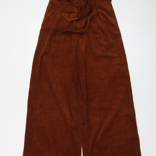Denim Co. Womens Brown Corduroy Paperbag Wide-Leg Trousers Size 4
