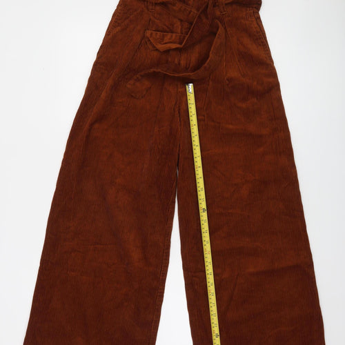 Denim Co. Womens Brown Corduroy Paperbag Wide-Leg Trousers Size 4