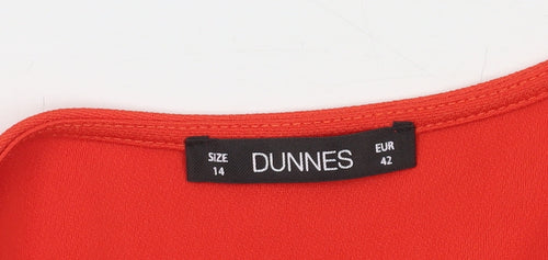Dunnes Women’s Red Wrap Dress Size 14 Knee Length Belted
