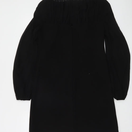Taylor Women’s Black Knee Length Shift Dress Size 10 Long Sleeve Pleated