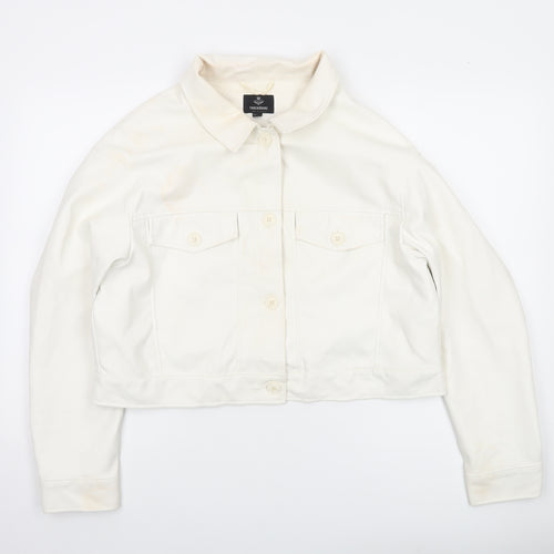 Threadbare Womens Ivory Faux Leather Cropped Jacket Size 16