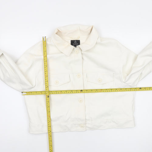 Threadbare Womens Ivory Faux Leather Cropped Jacket Size 16
