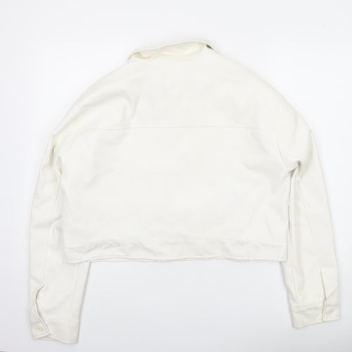 Threadbare Womens Ivory Faux Leather Cropped Jacket Size 16