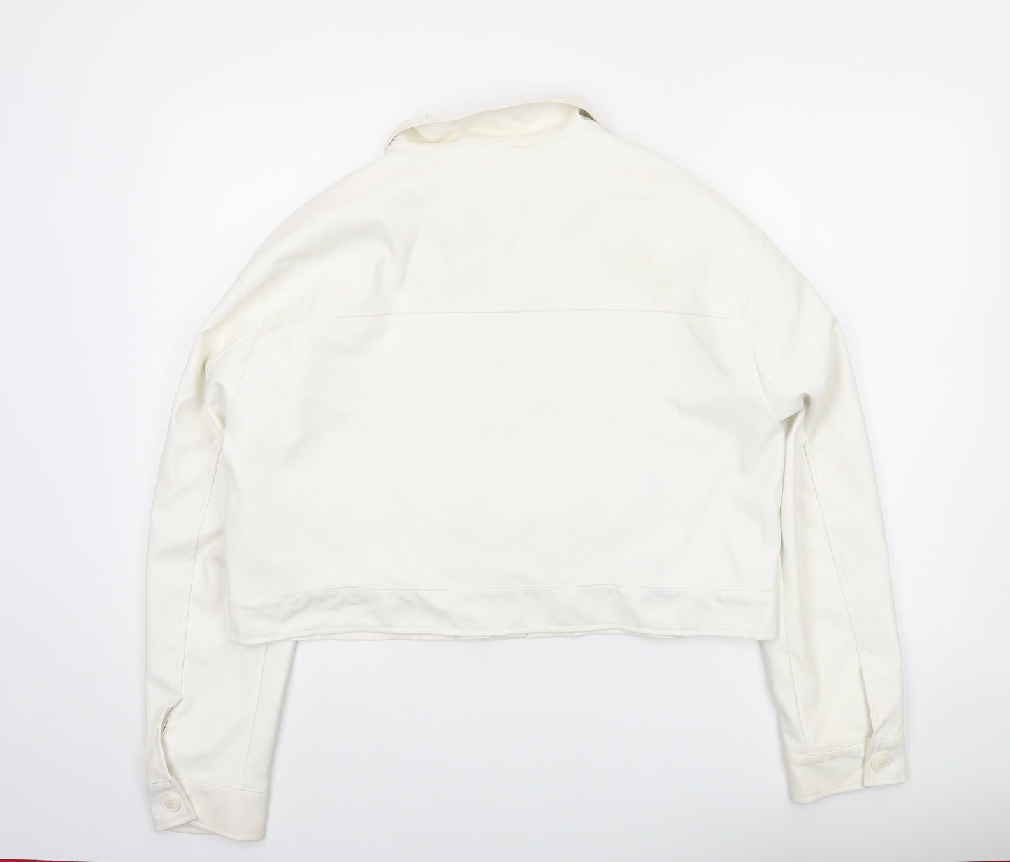 Threadbare Womens Ivory Faux Leather Cropped Jacket Size 16