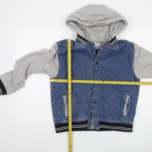 Primark Boys Blue Denim & Grey Varsity Hoodie Jacket 14-15 Years