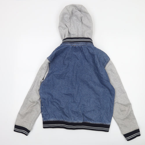 Primark Boys Blue Denim & Grey Varsity Hoodie Jacket 14-15 Years