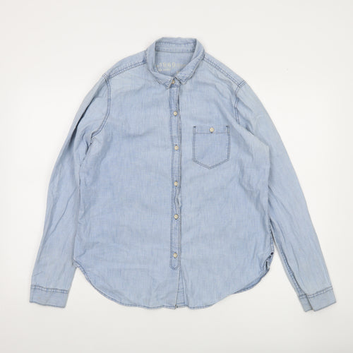 Gap 1969 Men's Blue Chambray Long Sleeve Button-Up Shirt M