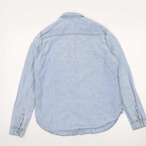 Gap 1969 Men's Blue Chambray Long Sleeve Button-Up Shirt M