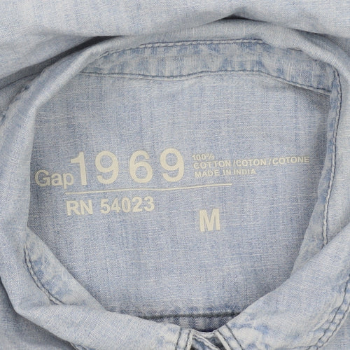 Gap 1969 Men's Blue Chambray Long Sleeve Button-Up Shirt M