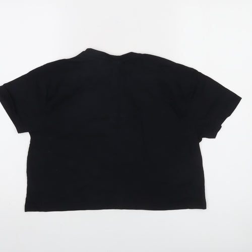 Ellesse Women's Black Cropped T-Shirt UK 10 Retro Sports Style