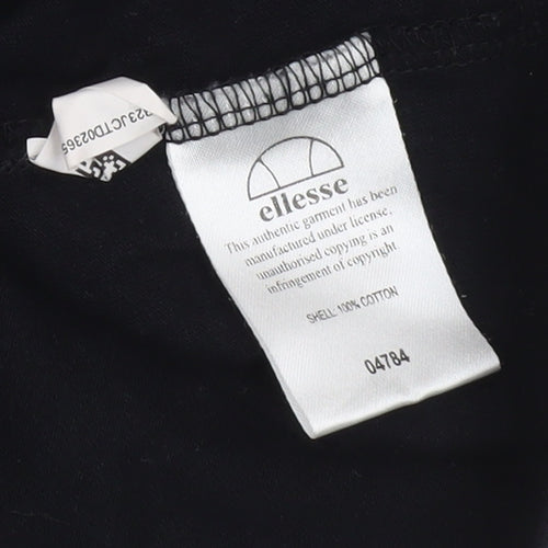 Ellesse Women's Black Cropped T-Shirt UK 10 Retro Sports Style
