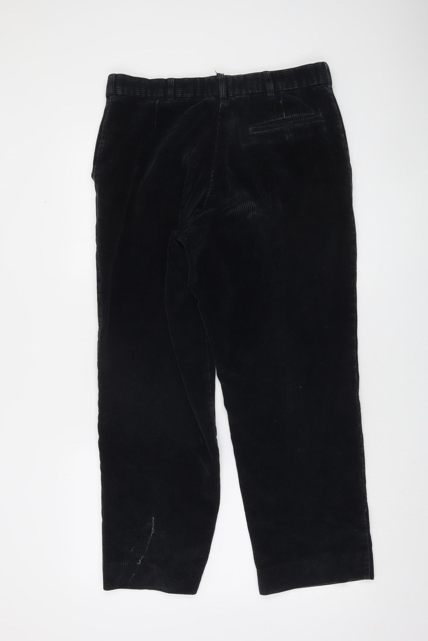 Marks and Spencer Men's Black Corduroy Trousers 36x29 Regular Fit