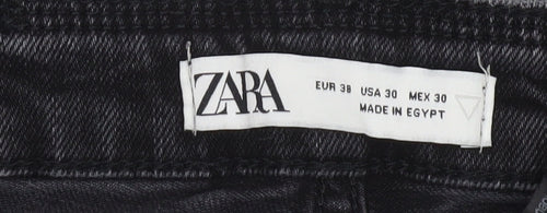 Zara Women Black Skinny Distressed Jeans Size 10 High Rise Denim