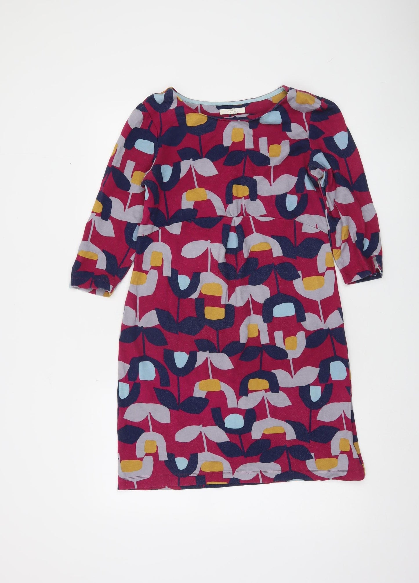 White Stuff Women's Multicoloured Size 8 Shift Dress 3/4 Sleeve