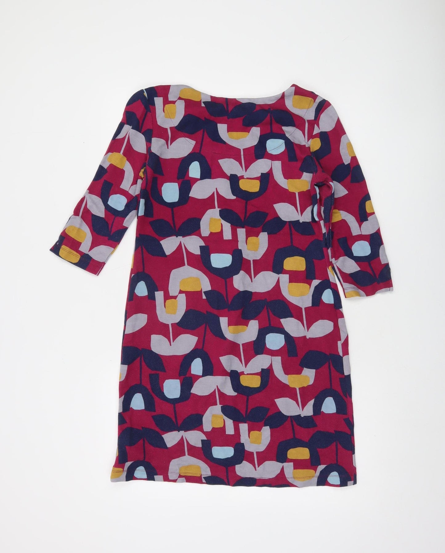 White Stuff Women's Multicoloured Size 8 Shift Dress 3/4 Sleeve