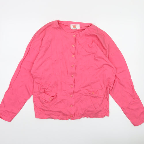 St. Bernard Women Pink Cotton Button-Up Long Sleeve Top One Size