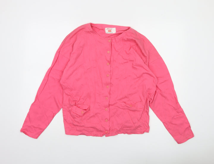 St. Bernard Women Pink Cotton Button-Up Long Sleeve Top One Size