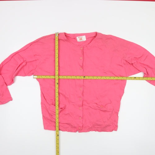 St. Bernard Women Pink Cotton Button-Up Long Sleeve Top One Size