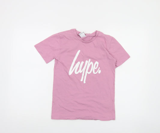 Hype Girls Pink Graphic Logo T-Shirt 11-12 Years Cotton Crew Neck Casual