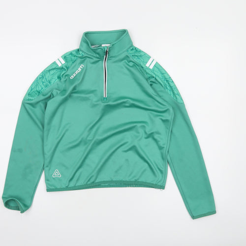 Azzurri Boys Green 10-11 Years 1/4 Zip Sports Sweatshirt