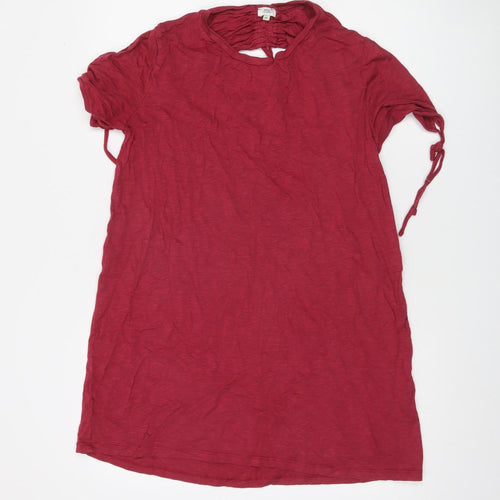 River Island Womens Red Cotton Modal Tie Sleeve T-Shirt Size M