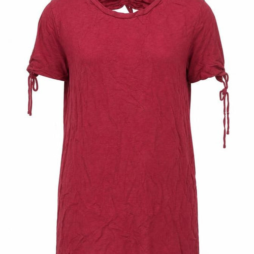 River Island Womens Red Cotton Modal Tie Sleeve T-Shirt Size M