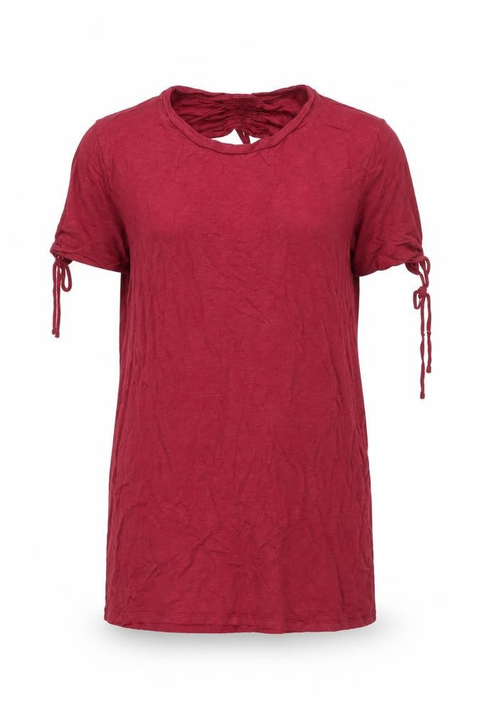 River Island Womens Red Cotton Modal Tie Sleeve T-Shirt Size M