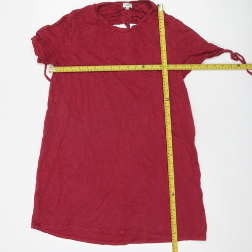 River Island Womens Red Cotton Modal Tie Sleeve T-Shirt Size M