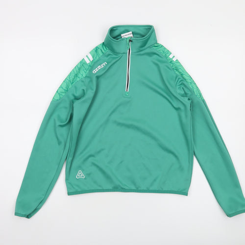 Azzurri Boys Green 10-11 Years 1/4 Zip Sports Sweatshirt
