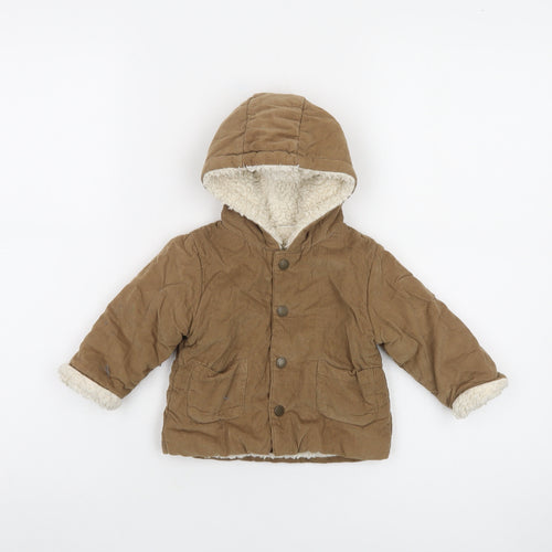 Next Unisex Baby Brown Corduroy Hooded Puffer Jacket 6-9 Months